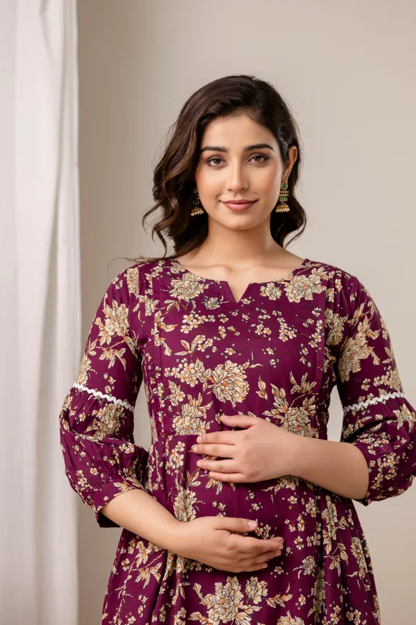 Purple_flower_printed_maternity_dress