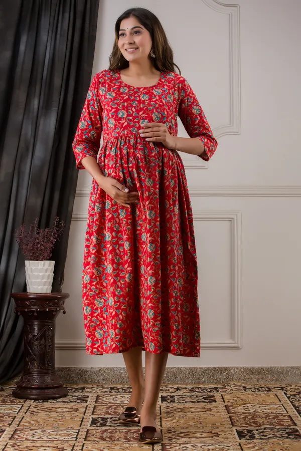 RED_FLORAL_MATERNITY_DRESS