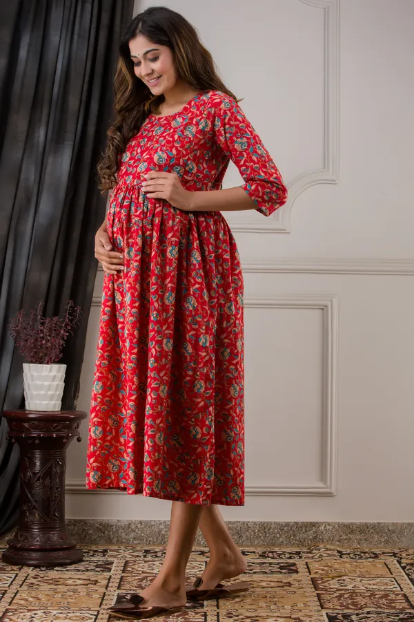 RED_FLORAL_MATERNITY_DRESS