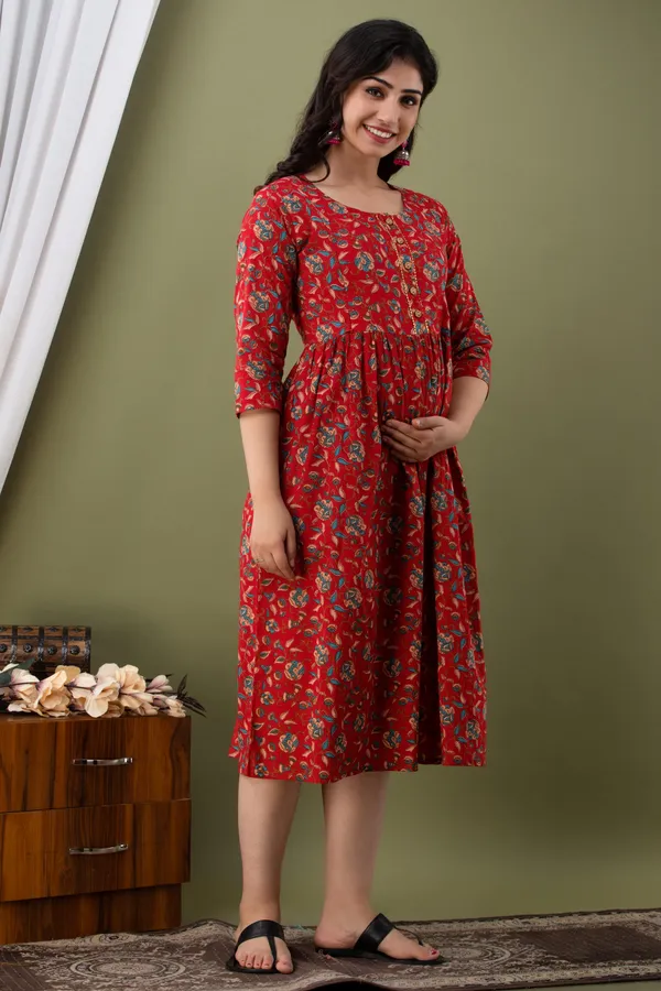 RED_FLORAL_PRINTED_MATERNITY_DRESS