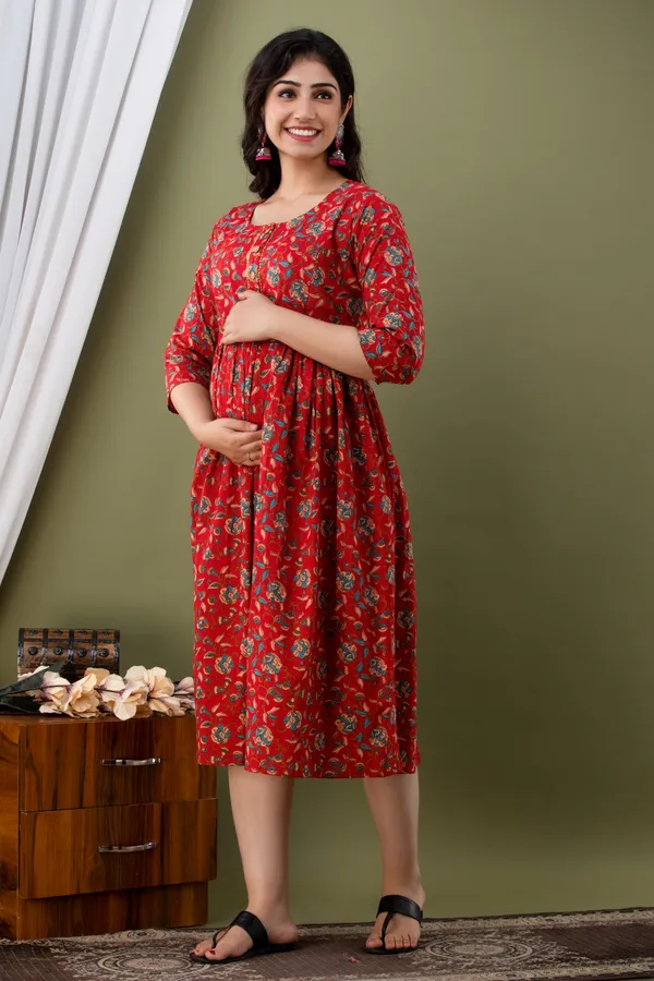 RED_FLORAL_PRINTED_MATERNITY_DRESS