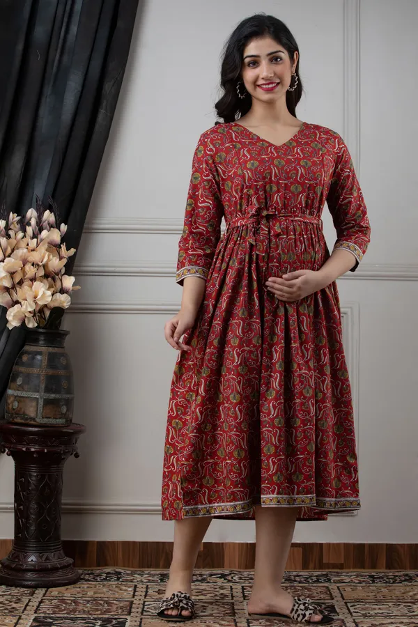 RED_FLOWER_PRINTED_MATERNITY_DRESS