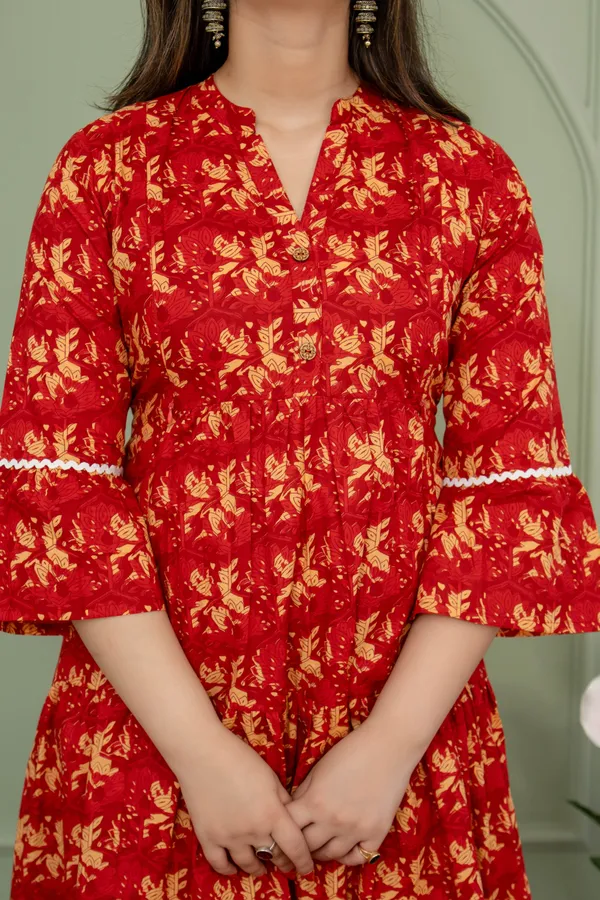 RED_MATERNITY_KURTA_PANT_DUPPTA_SET_