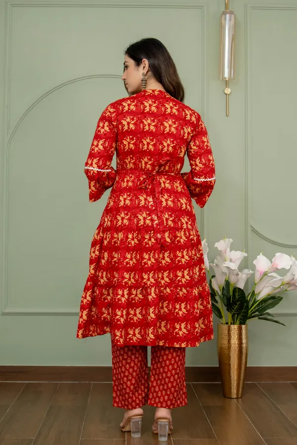 RED_MATERNITY_KURTA_PANT_DUPPTA_SET_