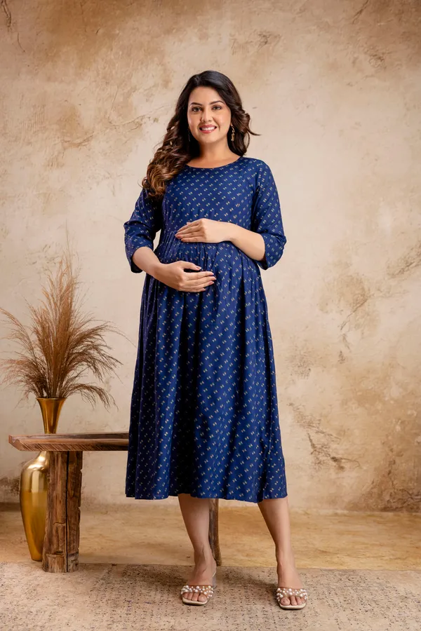 Reyon_Printed_Maternity_Dress