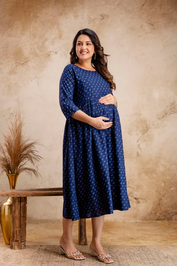 Reyon_Printed_Maternity_Dress
