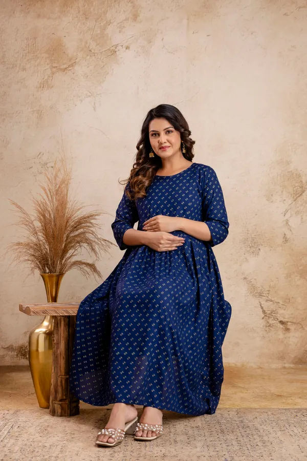 Reyon_Printed_Maternity_Dress