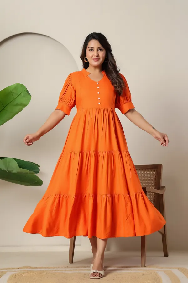 Reyon_Solid_Long_Maternity_3_Tire_Dress