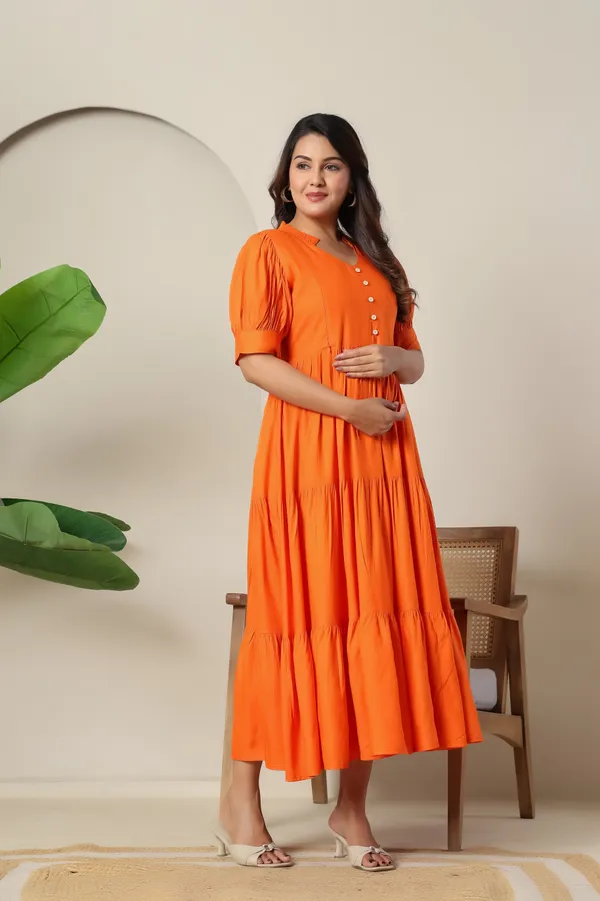 Reyon_Solid_Long_Maternity_3_Tire_Dress