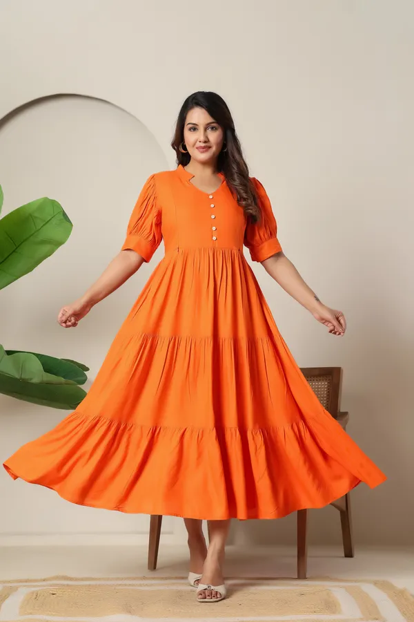 Reyon_Solid_Long_Maternity_3_Tire_Dress