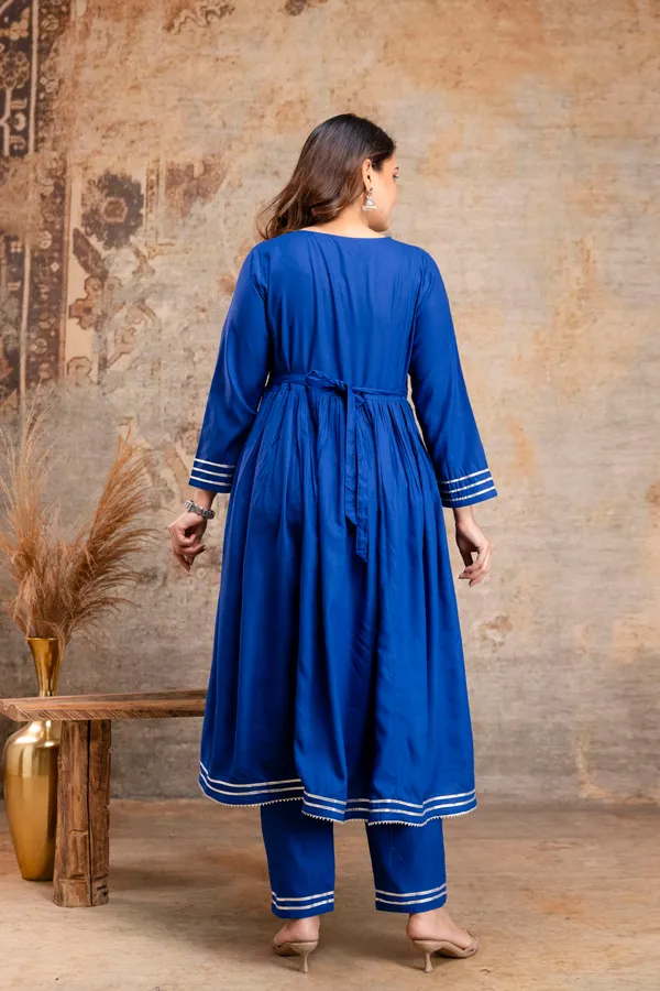Royal_BLUE_Solid_MATERNITY_KURTA_PANT_SET