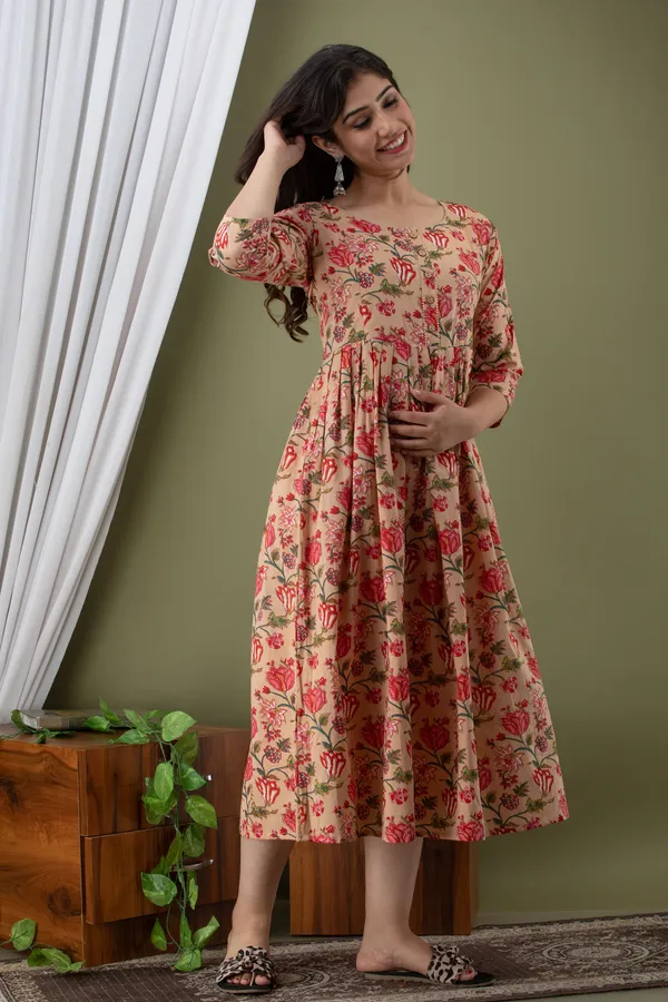 SKIN_FLOWER_PRINTED_MATERNITY_DRESS