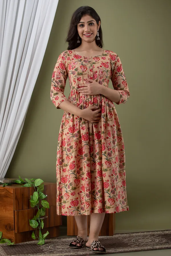 SKIN_FLOWER_PRINTED_MATERNITY_DRESS