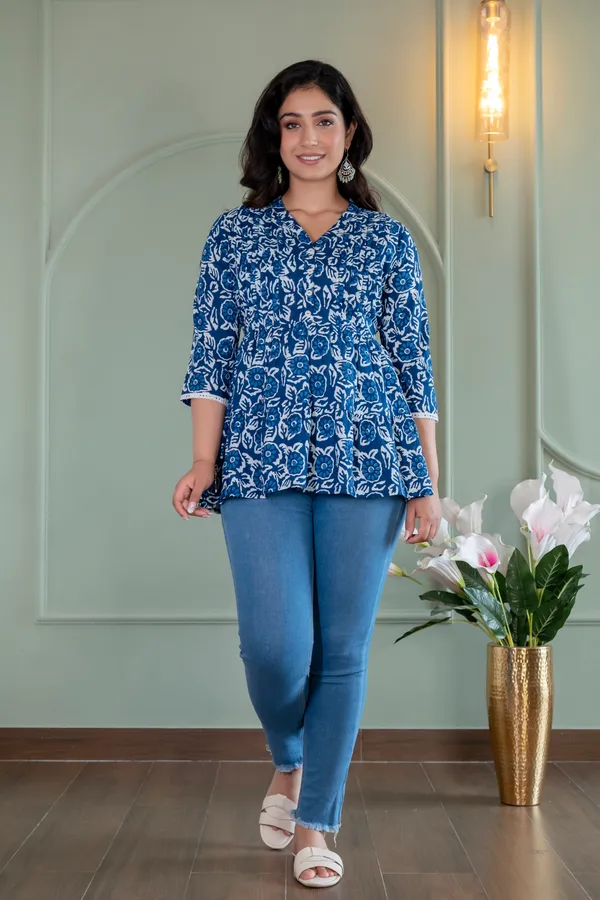 Cotton_Floral_Block_Printed_Maternity_Top