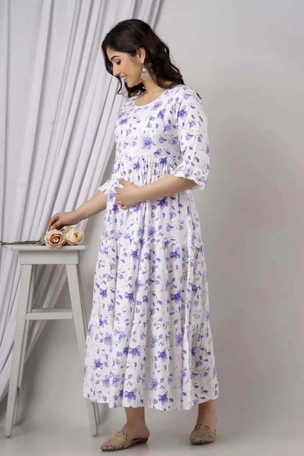 White_Cotton_Flower_Printed_Maternity_Dress_(without_lining)