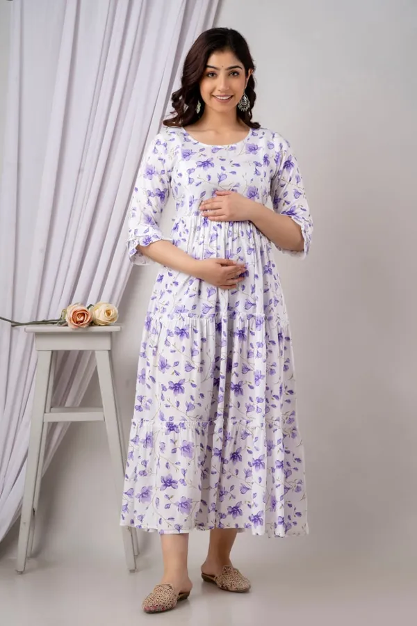 White_Cotton_Flower_Printed_Maternity_Dress_(without_lining)