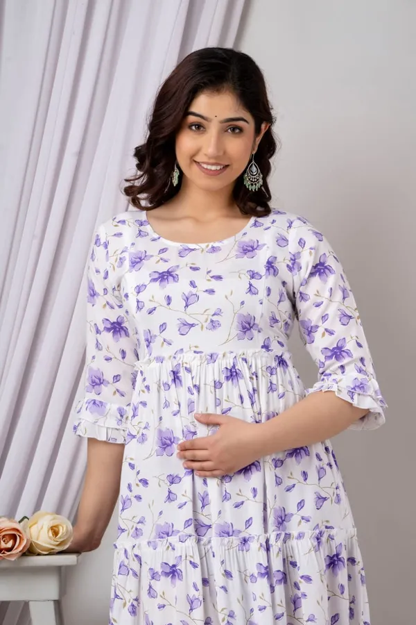 White_Cotton_Flower_Printed_Maternity_Dress_(without_lining)