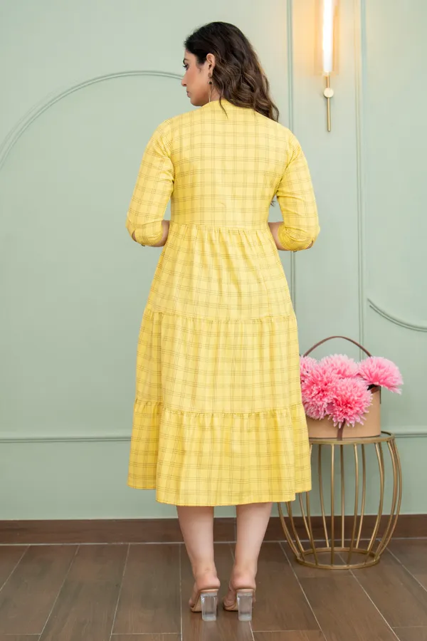 YELLOW_CHECKED_PRINTED_MATERNITY_DRESS