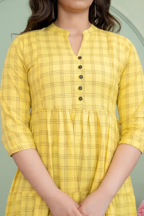 YELLOW_CHECKED_PRINTED_MATERNITY_DRESS