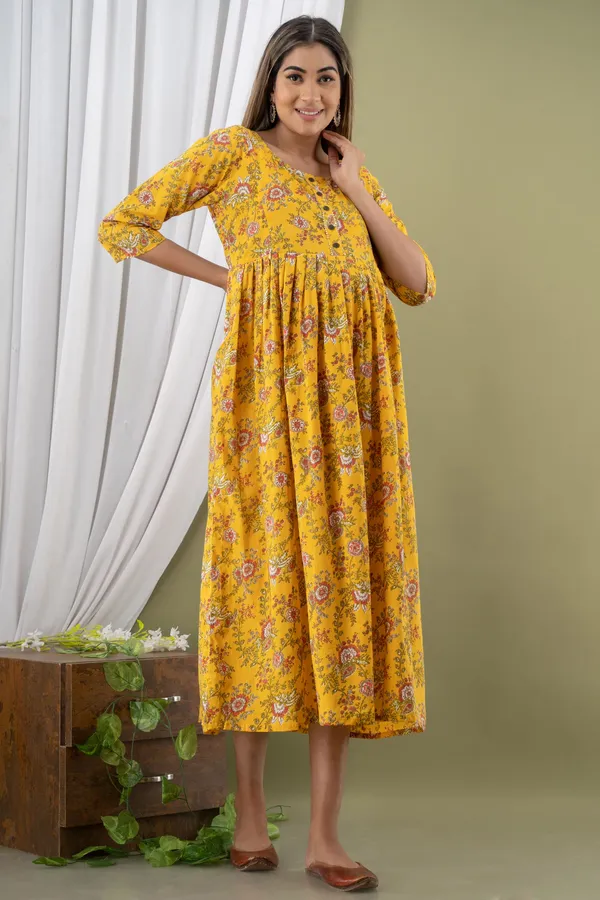 YELLOW_FLOWER_PRINTED_MATERNITY_WEAR