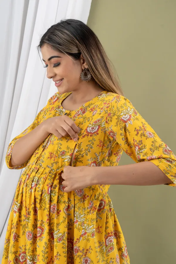 YELLOW_FLOWER_PRINTED_MATERNITY_WEAR