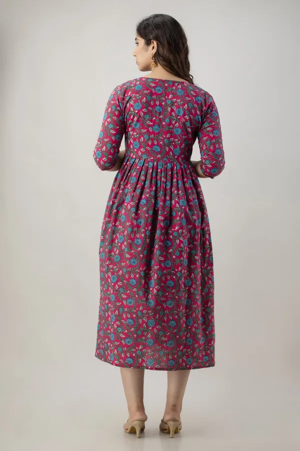 Zipless_Printed_Pink_Cotton_Maternity_kurti