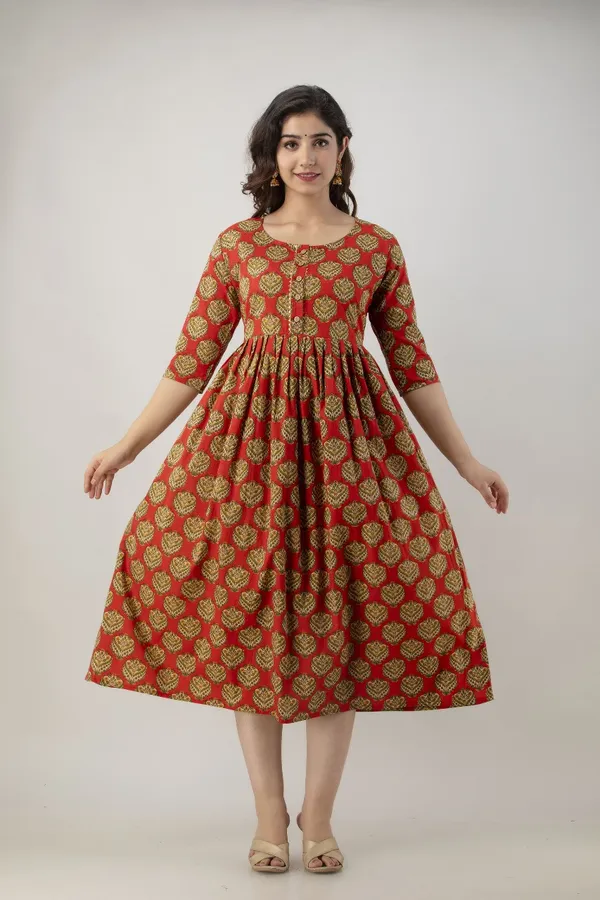 Zipless_Printed_Red_Cotton_Maternity_kurti