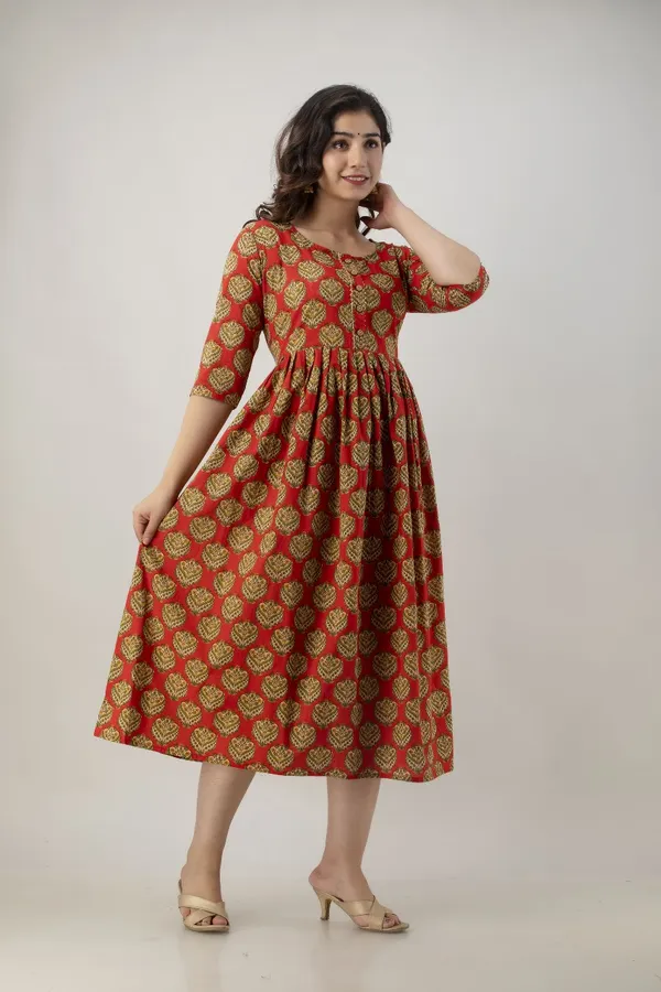 Zipless_Printed_Red_Cotton_Maternity_kurti