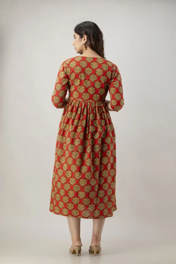 Zipless_Printed_Red_Cotton_Maternity_kurti