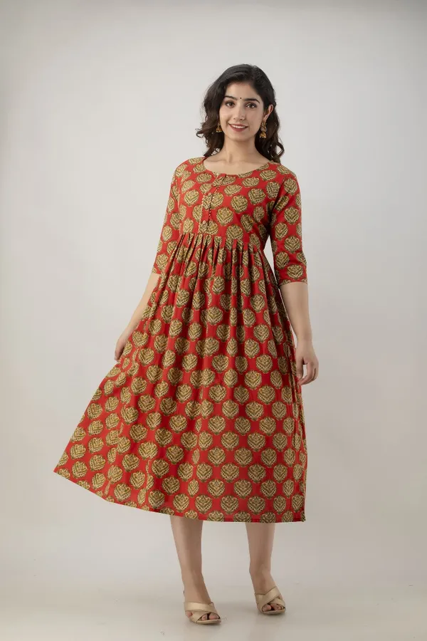 Zipless_Printed_Red_Cotton_Maternity_kurti