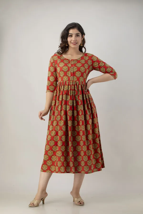 Zipless_Printed_Red_Cotton_Maternity_kurti
