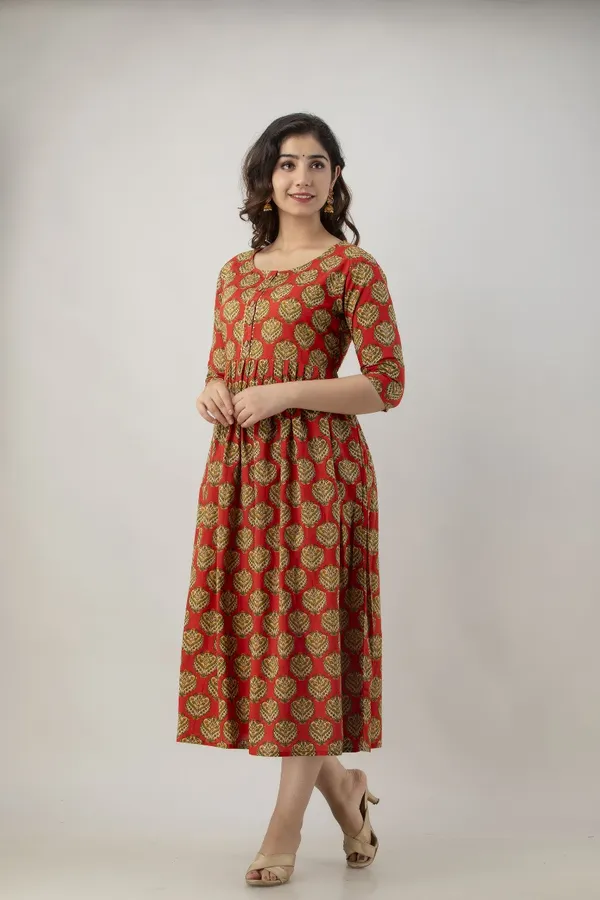 Zipless_Printed_Red_Cotton_Maternity_kurti