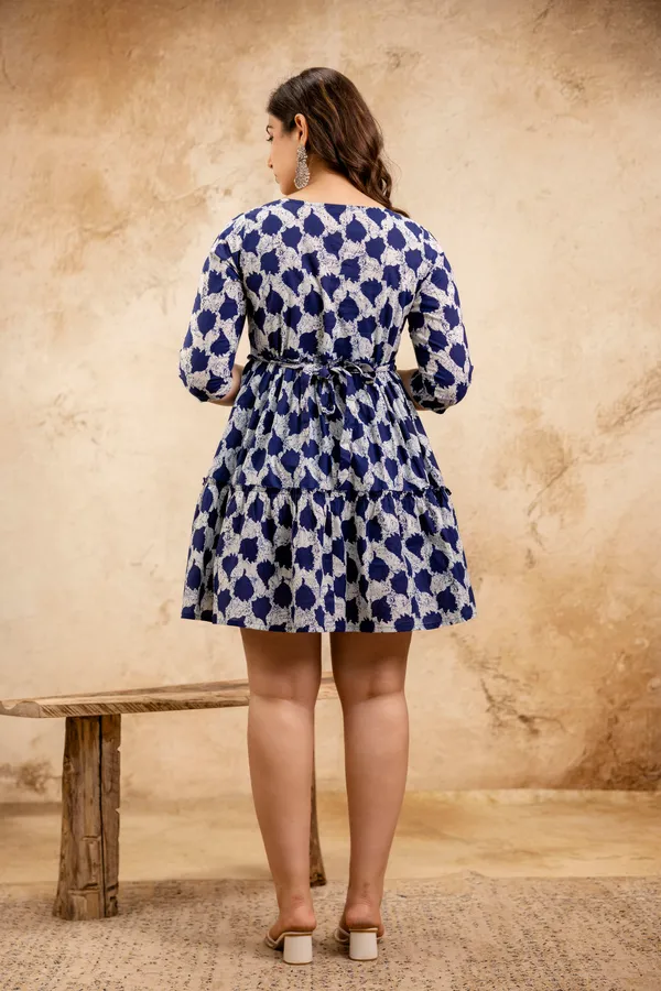 Indigo_printed_western_maternity_dress