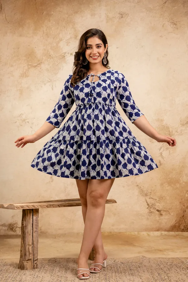 Indigo_printed_western_maternity_dress