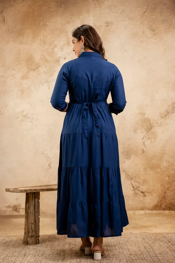 Teal_blue_4tyer_Maternity_long_dress