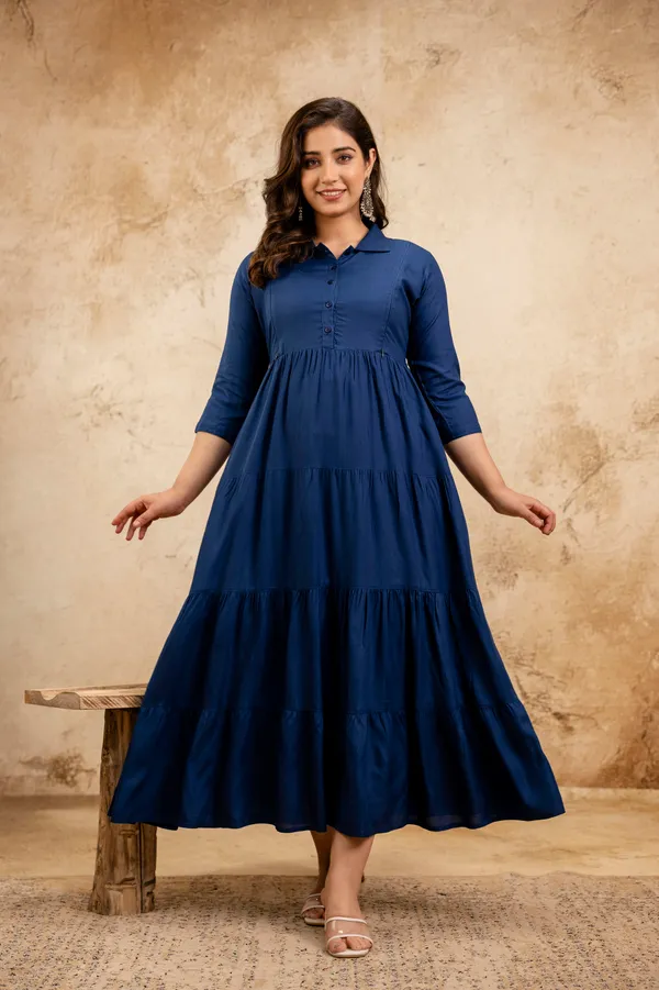 princess polly baby blue dress Mee Mee Light Blue Cotton Maternity Dress with Pockets – Soft & Stylis main image 0