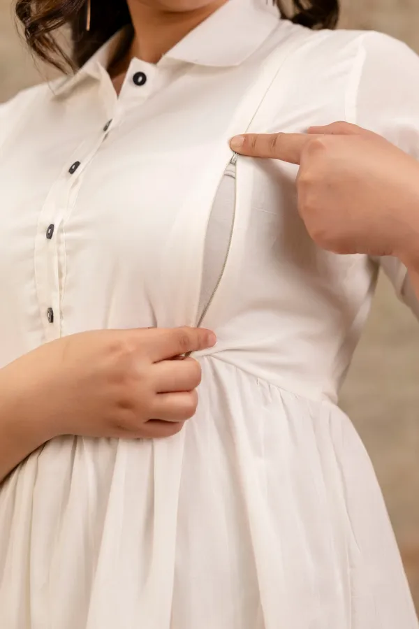 white_shirt_collar_4_tire_maternity_dress