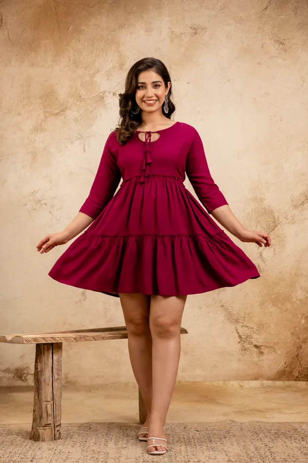 Wine_western_maternity_dress