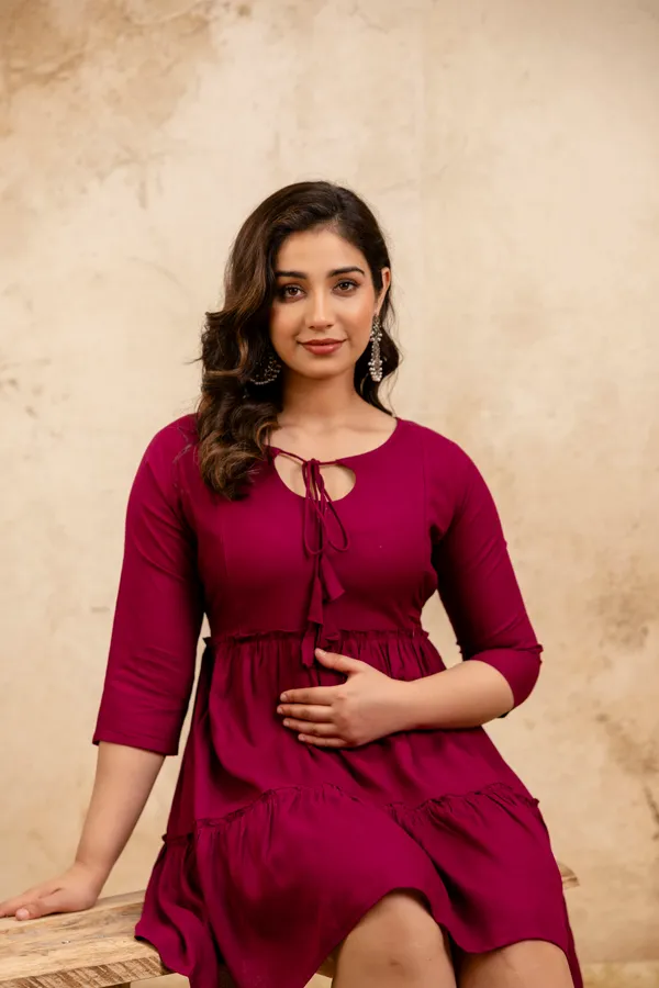 Wine_western_maternity_dress