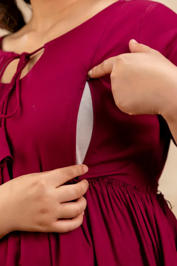 Wine_western_maternity_dress