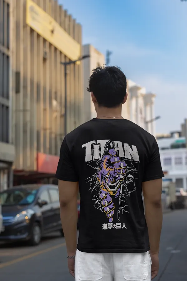 Quco_Men's_Black_Titan_Graffiti_Graphic_Regular_Fit_T-Shirt