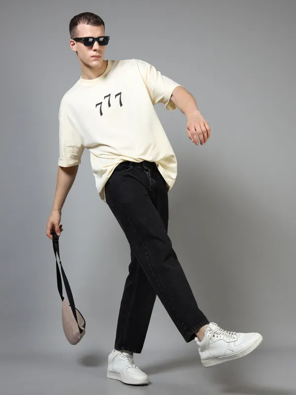 Unisex_Heavy_Gauge_Looper_Fabric_Cream_Oversized_T-Shirt_|_Quco_777_Edition