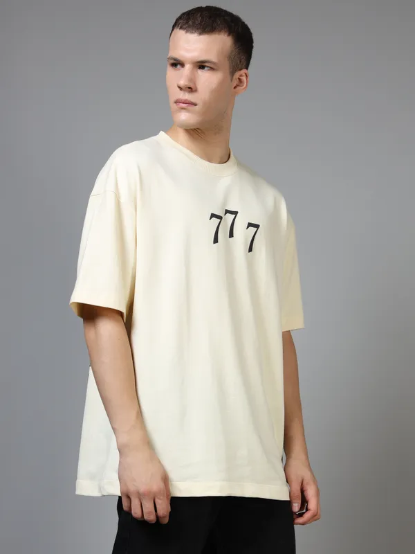 Unisex_Heavy_Gauge_Looper_Fabric_Cream_Oversized_T-Shirt_|_Quco_777_Edition