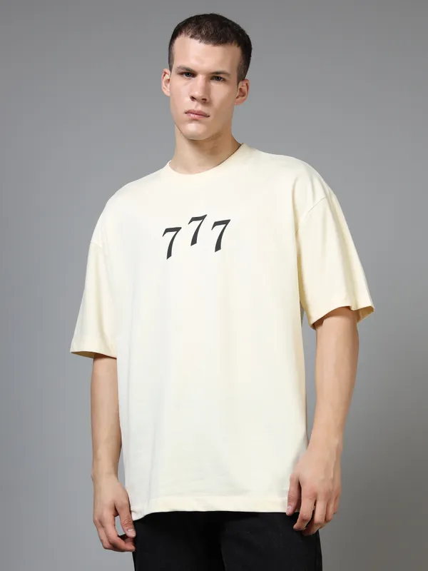 Unisex_Heavy_Gauge_Looper_Fabric_Cream_Oversized_T-Shirt_|_Quco_777_Edition