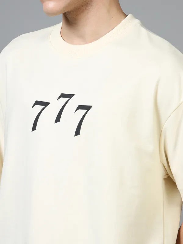 Unisex_Heavy_Gauge_Looper_Fabric_Cream_Oversized_T-Shirt_|_Quco_777_Edition
