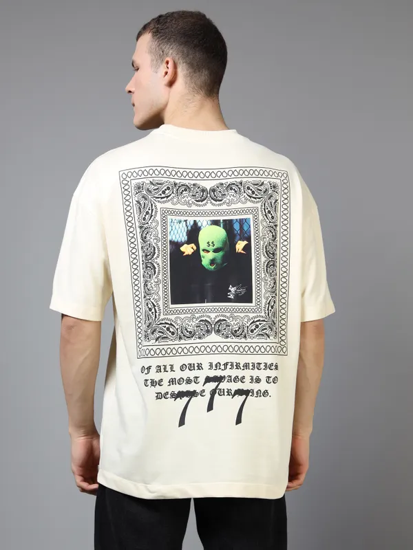 Unisex_Heavy_Gauge_Looper_Fabric_Cream_Oversized_T-Shirt_|_Quco_777_Edition