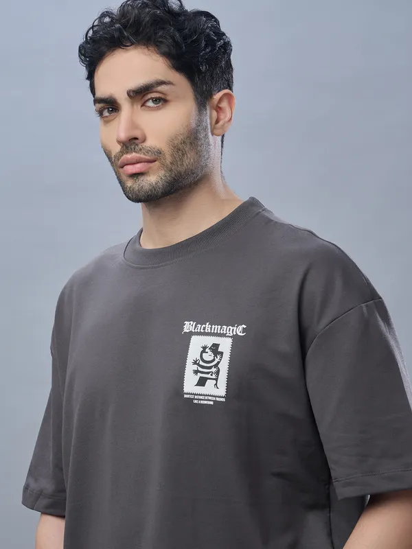 Unisex_Heavy_Gauge_Looper_Fabric_Grey_Oversized_T-Shirt_|_Quco_Black_Magic_Edition