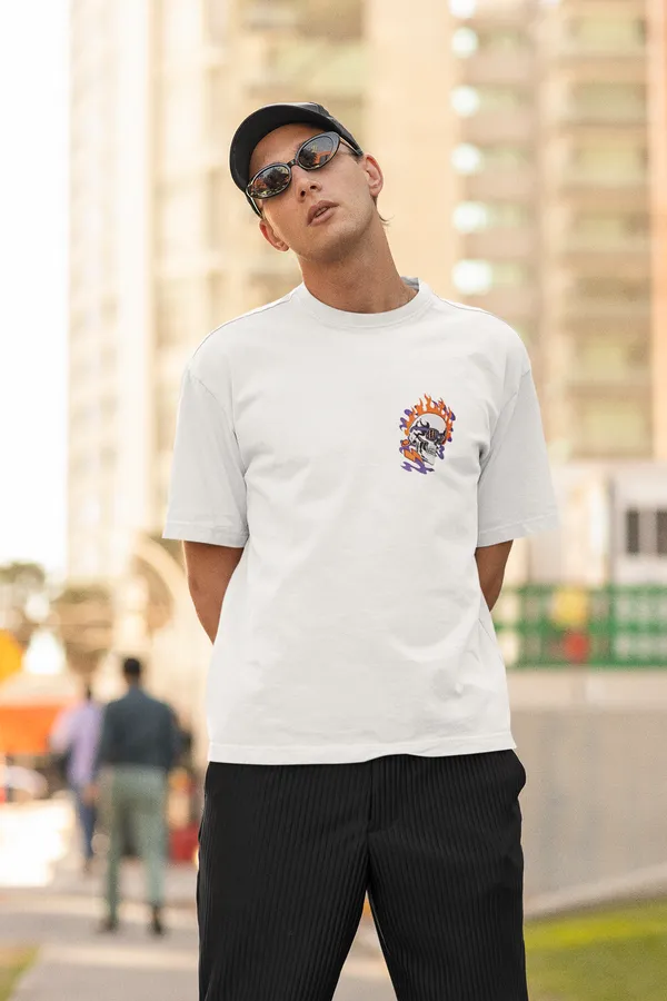 Unisex_Black_Oversized_T-Shirt_|_Quco_Skull_On_Fire_Edition