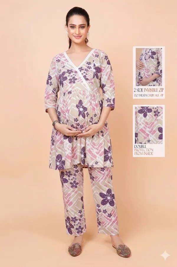 Printed_Feeding_&_Maternity_Cord_set_With_Zippers_(Top_&_Bottom)