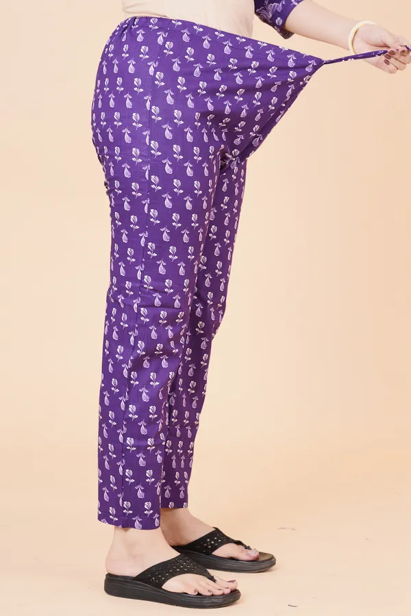 Cotton_Purple_Floral_Print_Maternity_Kurta_Set